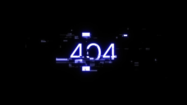 3D 렌더링 오류 404 텍스트는 기술적 장애의 화면 효과를 가지고 있습니다.