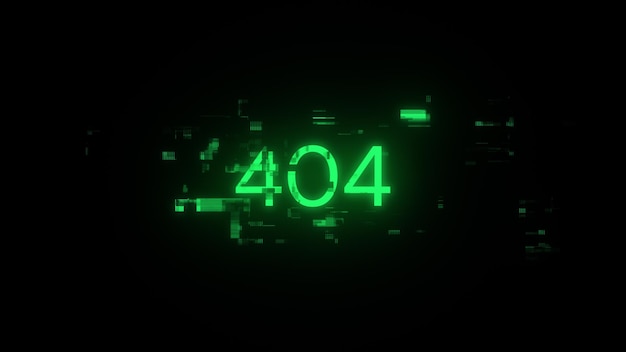 Ошибка 3D-рендеринга 404 текст с экрановыми эффектами технологических сбоев