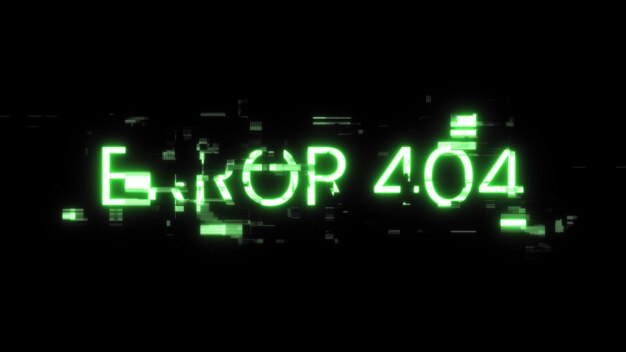 3D rendering error 404 text with screen effects of technological glitches