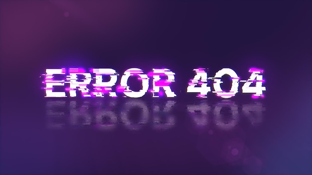 3D rendering error 404 text with screen effects of technological glitches