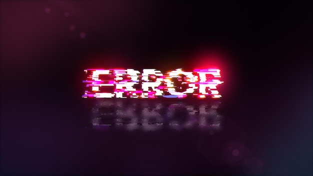 3D rendering error text with screen effects of technological glitches