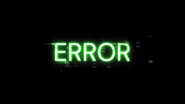 3D rendering error text with screen effects of technological glitches