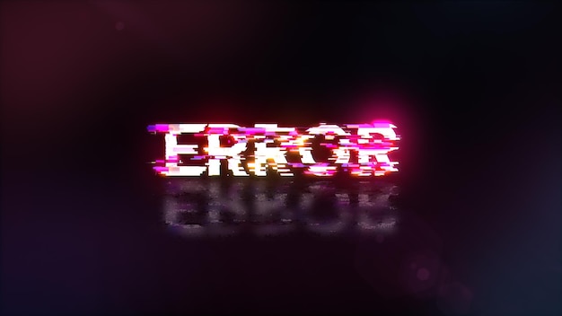 Photo 3d rendering error text with screen effects of technological glitches