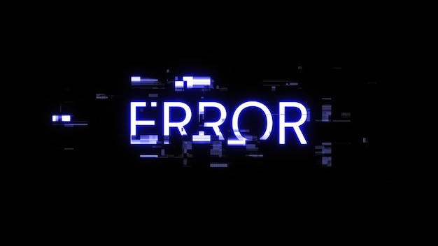 3D rendering error text with screen effects of technological glitches