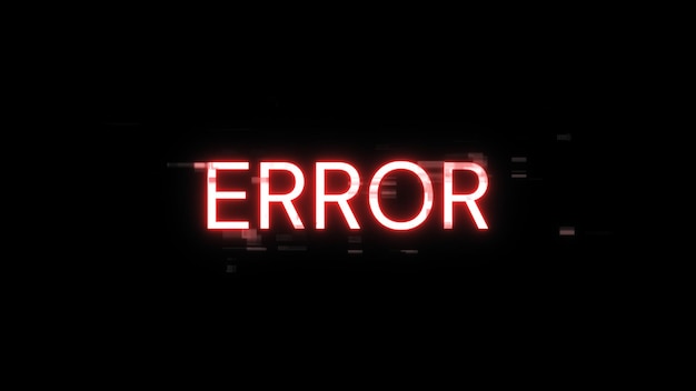 3D rendering error text with screen effects of technological glitches