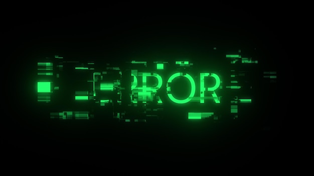 3D rendering error text with screen effects of technological glitches