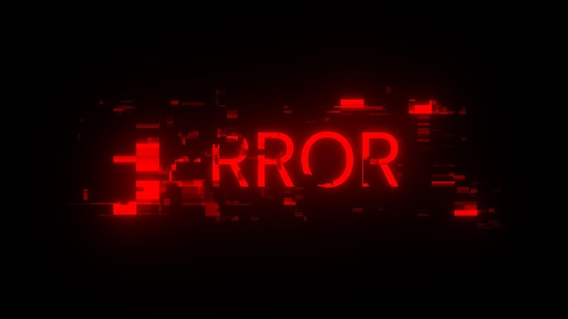 3d rendering error text with screen effects of technological glitches