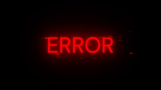 3D rendering error text with screen effects of technological glitches