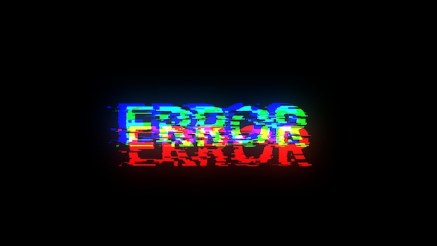 Photo 3d rendering error text with screen effects of technological glitches