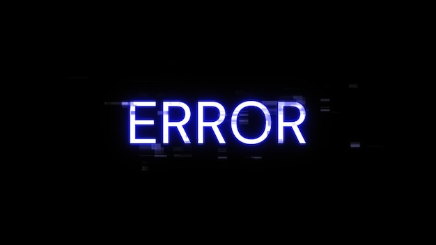 3d rendering error text with screen effects of technological glitches
