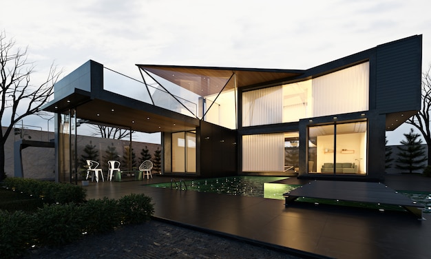 3d rendering exterior architecture modern house