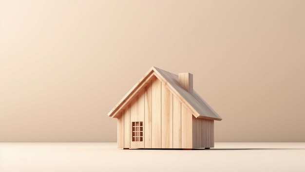 Photo 3d rendering of the exterior wooden house model