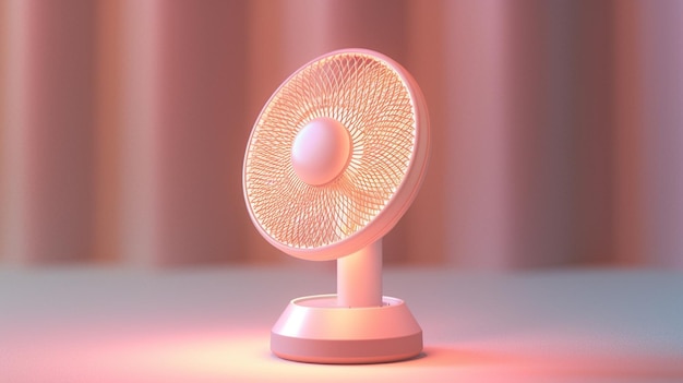 3d rendering of a fan on a pink background in neon light