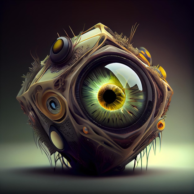 3D rendering of a fantasy alien creature with a big eye