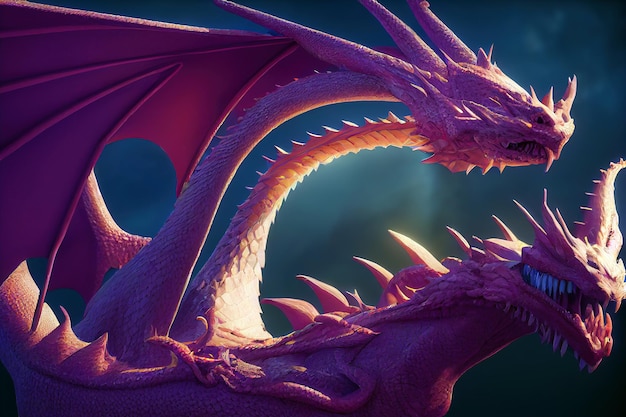 Foto rendering 3d di un drago fantasy