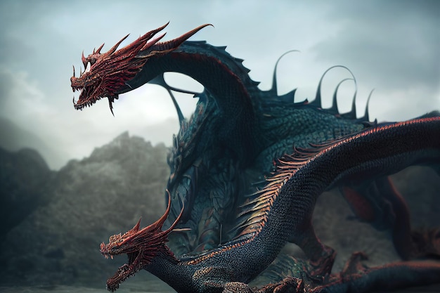 3D rendering of a fantasy dragon