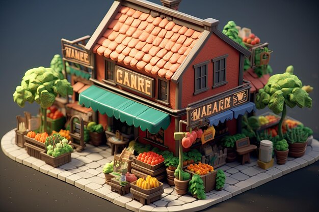 3d rendering farmer market