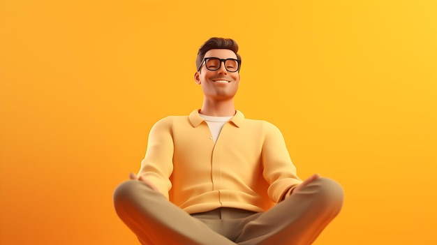 A 3D rendering featuring a relieved young 3D figure in a moment of ease and contentment