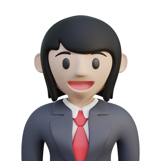 3d rendering female avatar businesswoman with suit and tie good for profile picture in business or f