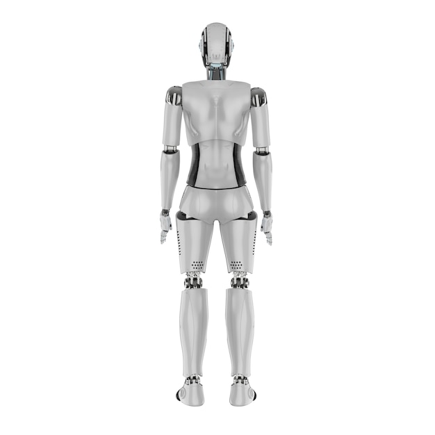 3d rendering female cyborg or robot full body isolated on white