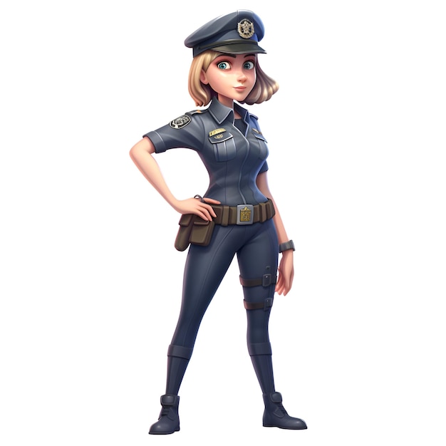 3D rendering of a female police officer isolated on white background