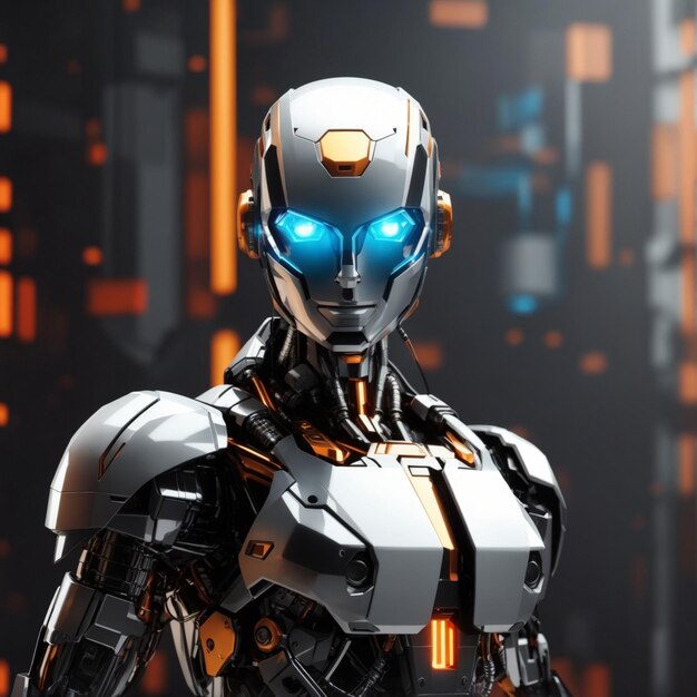 3D rendering of a female robot in futuristic cyber space background Generative AI