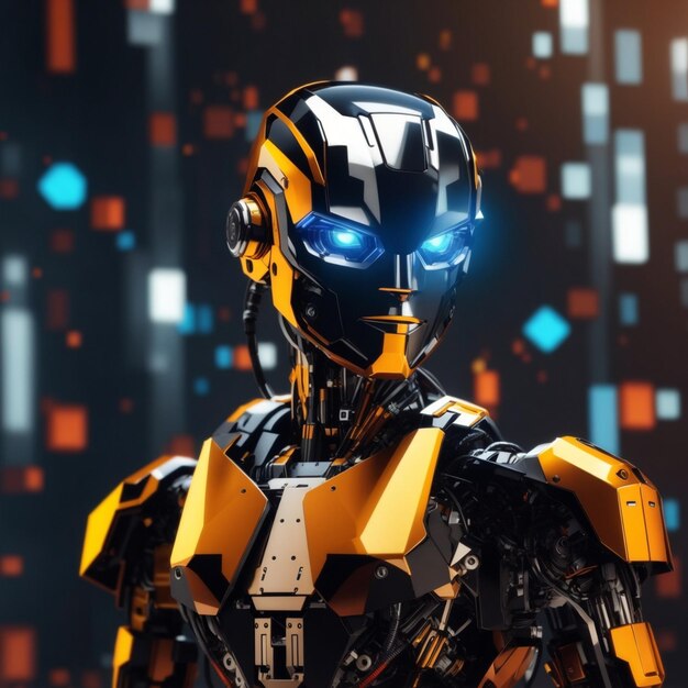 3D rendering of a female robot in futuristic cyber space background Generative AI