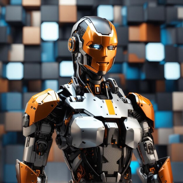 3D rendering of a female robot in futuristic cyber space background Generative AI