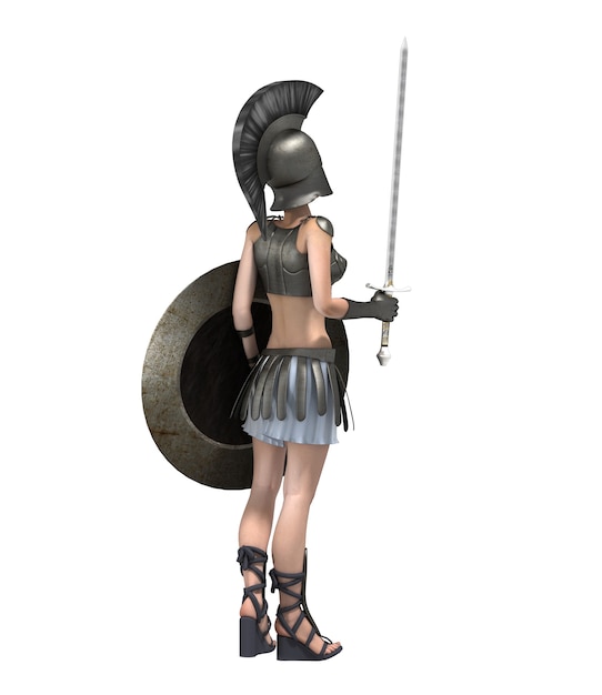 女性戦士のキャラクターの3Dレンダリング