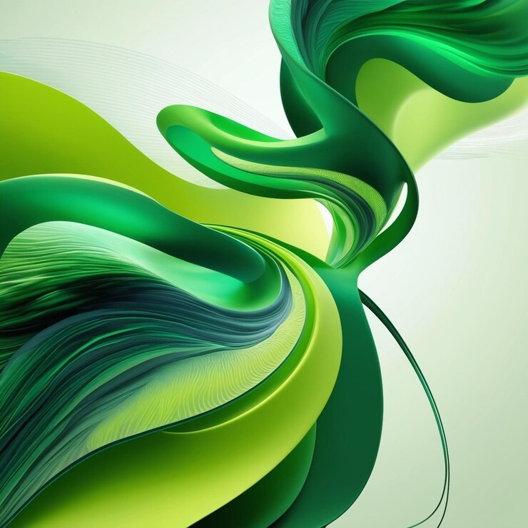 3D rendering of festive holiday decorations featuring green ornaments radial composition