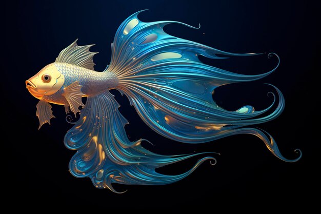 3d rendering fish on black background Generative AI