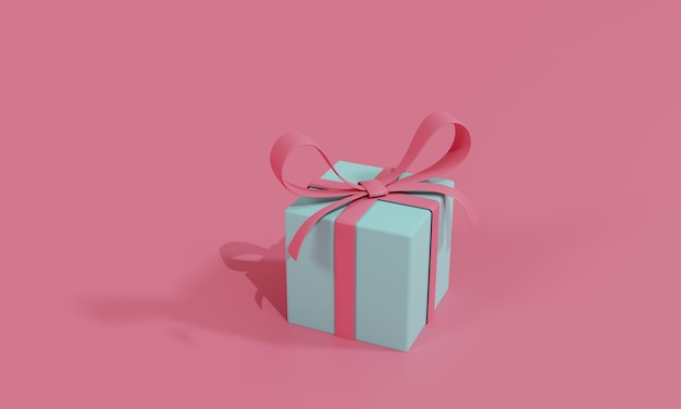 Illustrazione piana del rendering 3d negozio di acquisto in linea sul regalo. illustrazione premium
