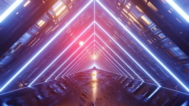 3d rendering flight in abstract scifi tunnel futuristic motion graphics high tech background