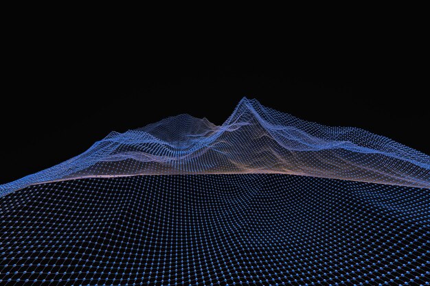 Photo 3d rendering flow dot with gradient background computer digital background