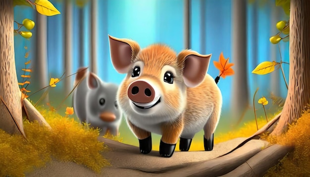 3d rendering of forest pigs