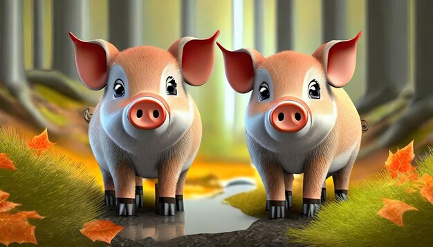 3d rendering of forest pigs