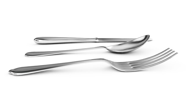 3d rendering of fork on white background