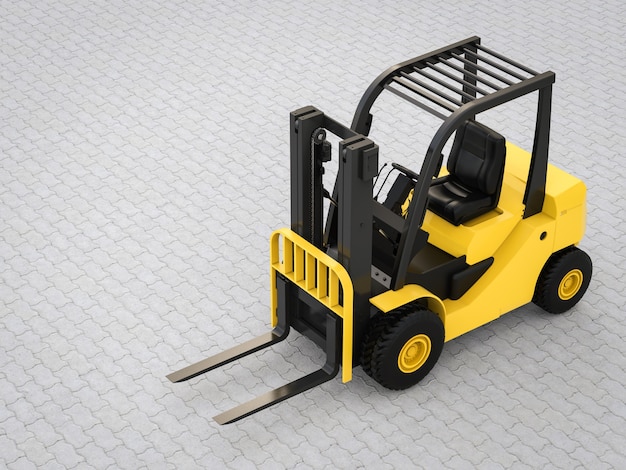 3d rendering forklift truck outdoor