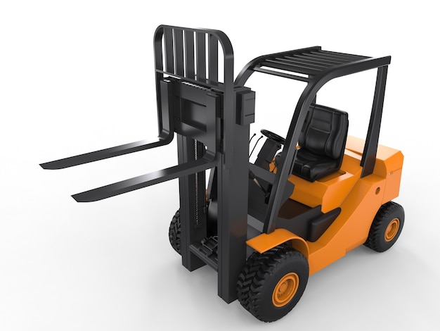 3d rendering forklift truck on white background