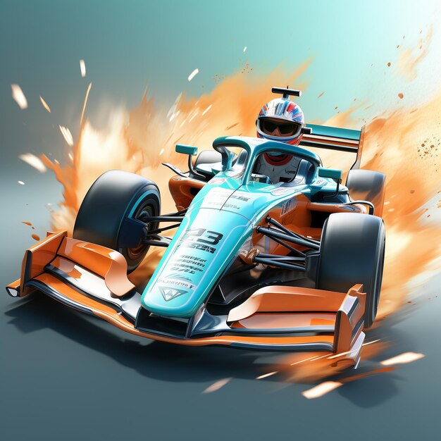 3d rendering of Formula 1 Racing player in action