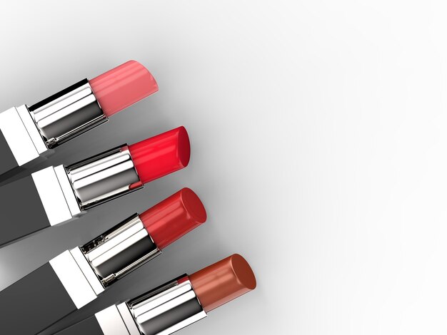 3d rendering four lipsticks