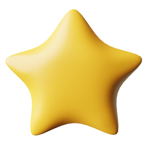 3d rendering front view cartoon style gold star medal good use for rating design theme