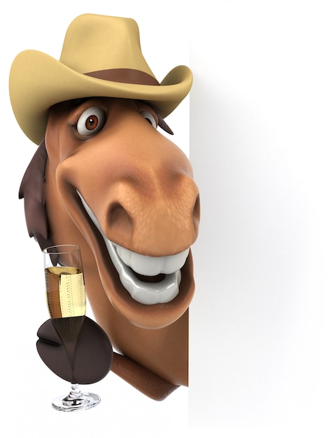 3D rendering of funny horse