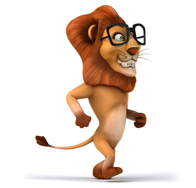 Photo 3d rendering of funny lion