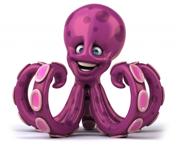 Photo 3d rendering of funny octopus