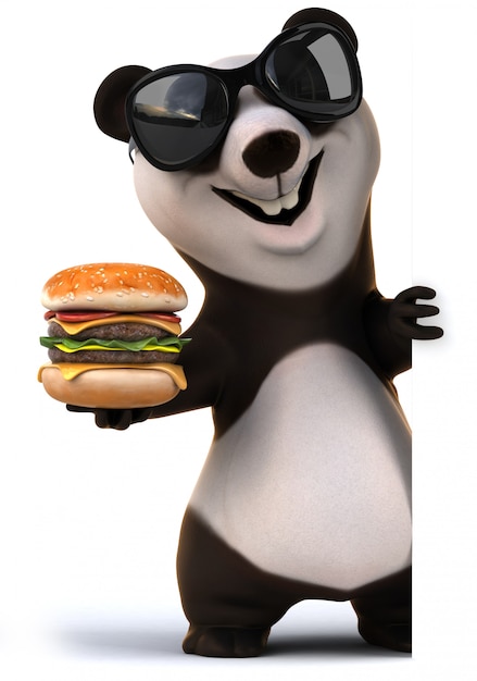 3D rendering of funny panda bear