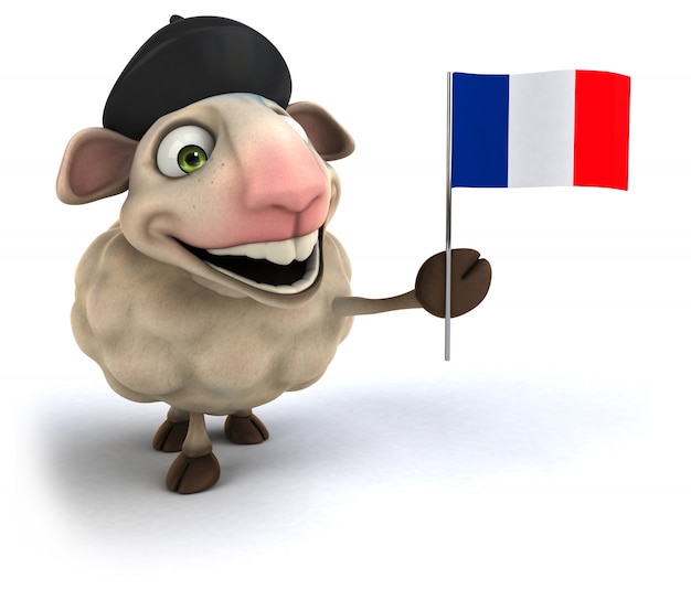 Photo 3d rendering of funny sheep