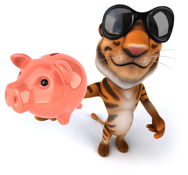 3D rendering of funny tiger