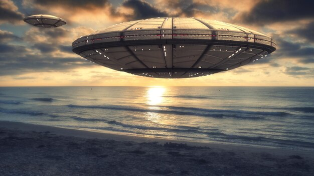 3D rendering Futuristic alien Spaceship