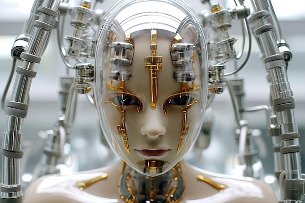 A 3d rendering of a futuristic female robot